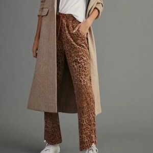 Anthropologie Pilcro The Cottage Leopard Print Corduroy Drawstring Pants‎ Size S